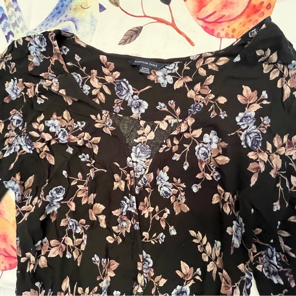 American Eagle bodysuit Floral Black Women's Top size small - Picture 4 of 9